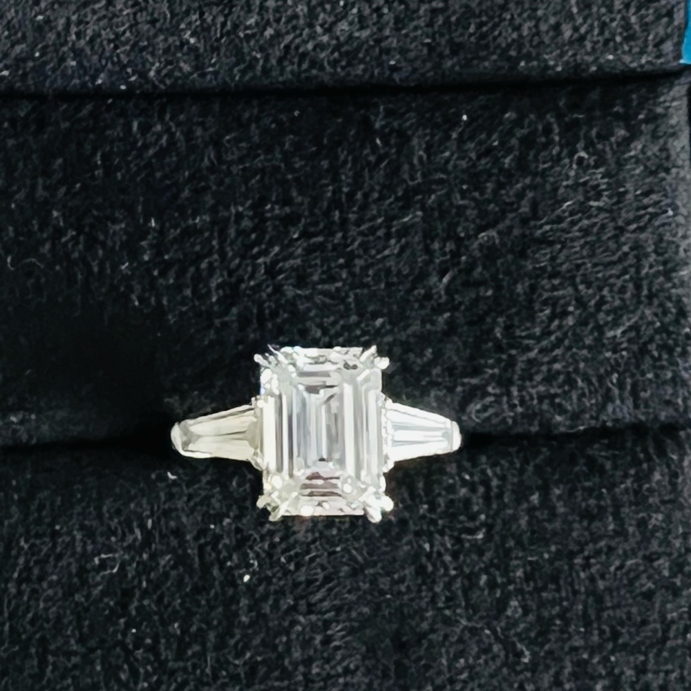 3.83 Carat Emerald Cut Genuine Diamond Platinum Engagement Ring GIA Certificate